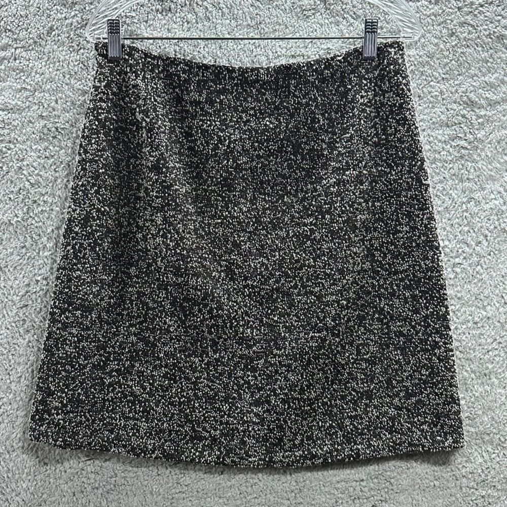 Monica Bianco Milano Women's Size 12 Wool Blend Pencil Skirt Black White Texture